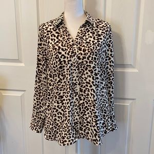 Talbots button down cheetah print shirt new Medium